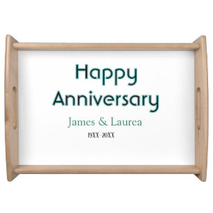 Happy anniversary wedding name date year simple mi serving tray