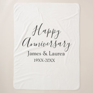 Happy anniversary wedding name date year simple mi sherpa blanket
