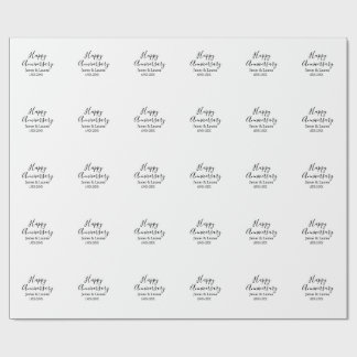 Happy anniversary wedding name date year simple mi wrapping paper