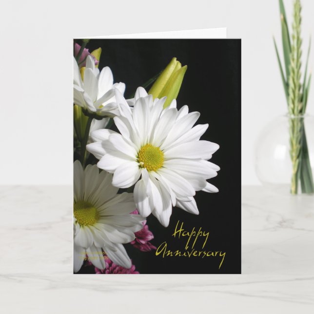Happy Anniversary White Daisy Photography Card (Front)