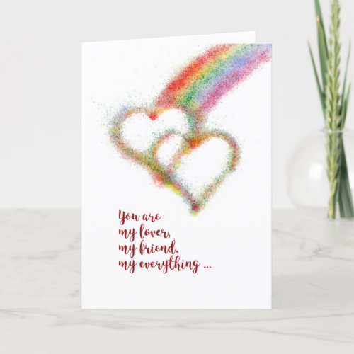 Happy Anniversary Wife Lesbian Rainbow Hearts Card