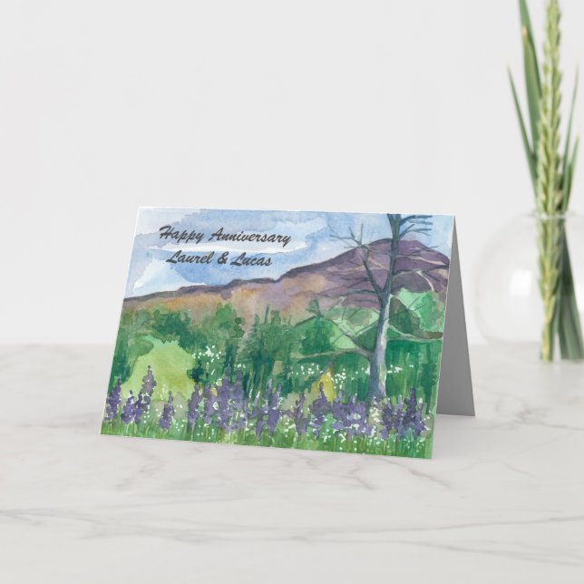 Happy Anniversary Wildflower Meadow Personalize Card (Front)