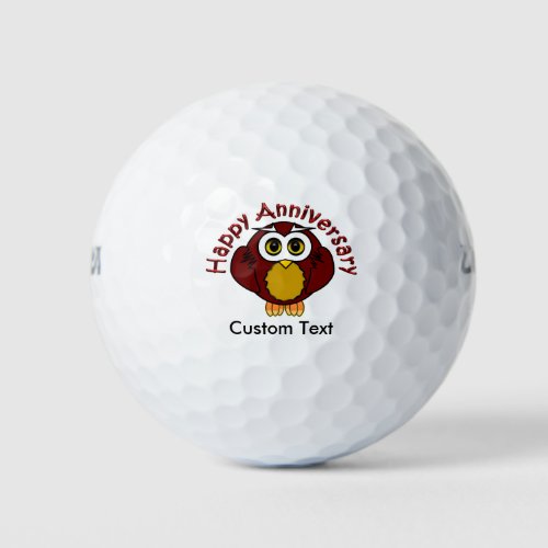 Happy Anniversary _ Wise Owl With Curved Text Golf Balls