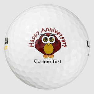 Happy Anniversary - Wise Owl With Curved Text Golf Balls