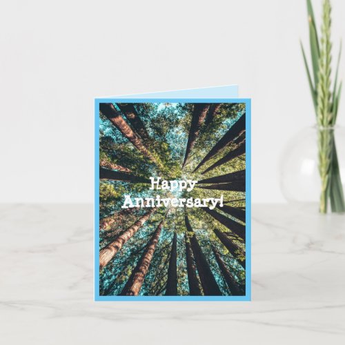 Happy Anniversary with forest trees Greeting Card