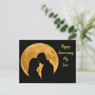 Happy anniversary with lovely couple postcard
