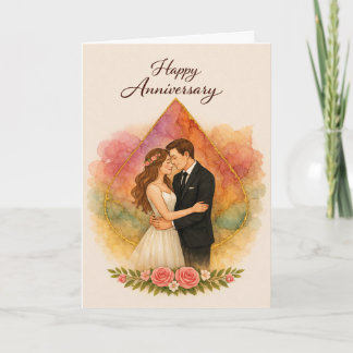 Happy Anniversary with Romance Couple  Card