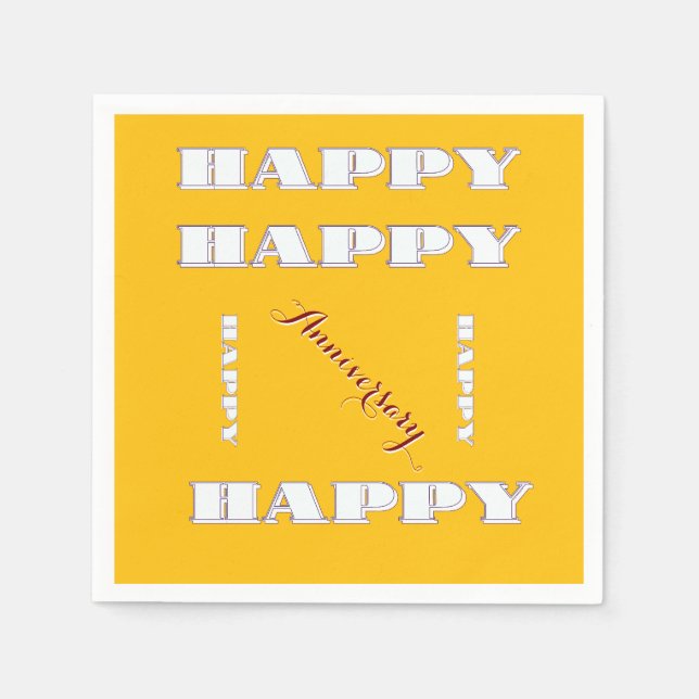 HAPPY Anniversary Yellow   Napkins (Front)
