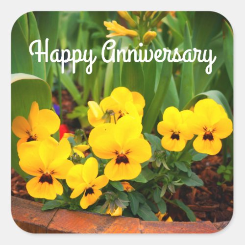 Happy Anniversary Yellow Pansy 1 Stickers