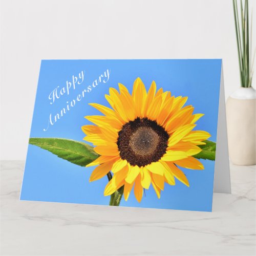 Happy Anniversary _ Yellow Sunflower on Blue Sky Card