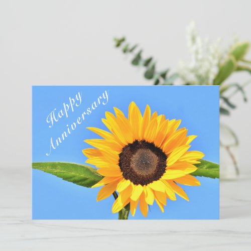 Happy Anniversary _ Yellow Sunflower on Blue Sky Card