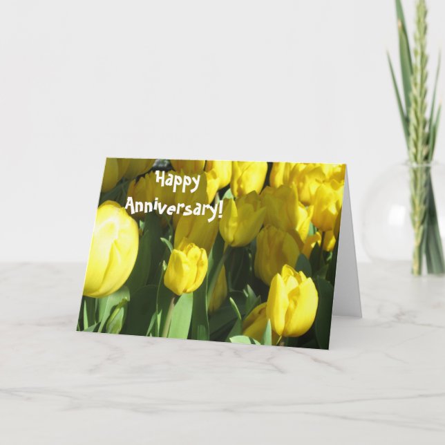 Happy Anniversary Yellow tulip greeting card (Front)