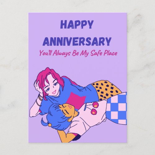 Happy Anniversary Youll Always Be My Safe Space  Holiday Postcard