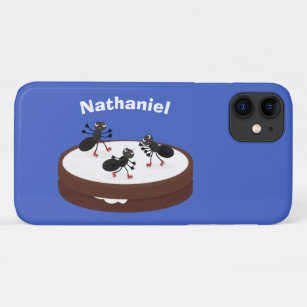 Happy ants ice skating on cookie cartoon iPhone 11 case