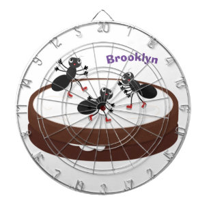 Happy ants ice skating on cookie cartoon dart board