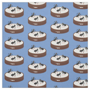 Happy ants ice skating on cookie cartoon fabric