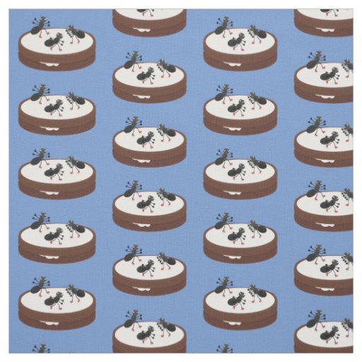 Happy ants ice skating on cookie cartoon fabric