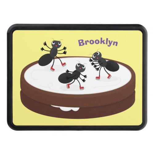 Happy ants ice skating on cookie cartoon hitch cover