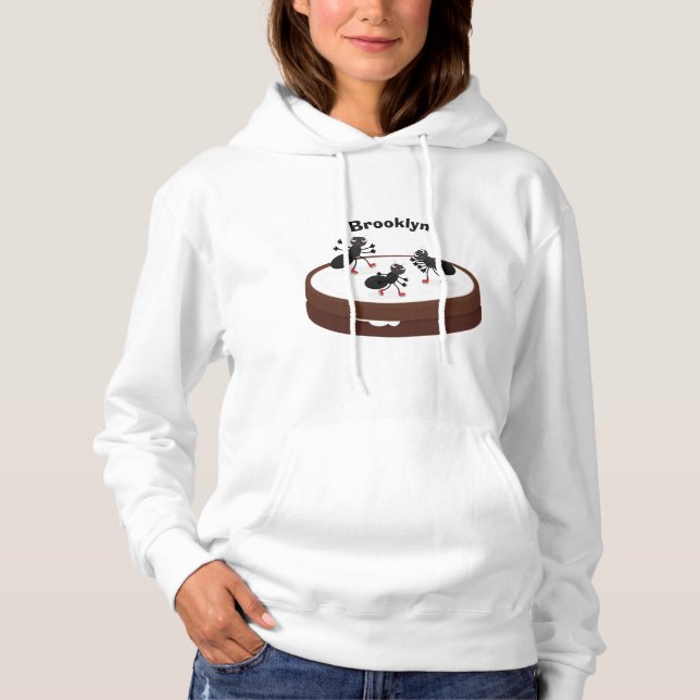 Happy ants ice skating on cookie cartoon hoodie (Front)