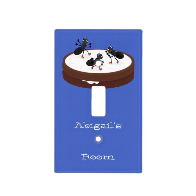 Happy ants ice skating on cookie cartoon light switch cover (Front)