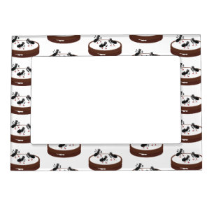 Happy ants ice skating on cookie cartoon magnetic frame