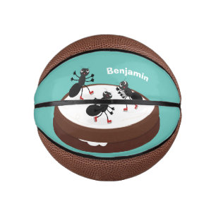 Happy ants ice skating on cookie cartoon mini basketball