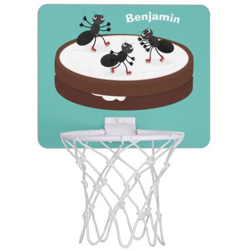 Happy ants ice skating on cookie cartoon mini basketball hoop