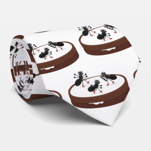 Happy ants ice skating on cookie cartoon neck tie