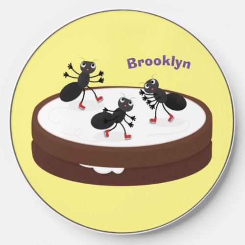 Happy ants ice skating on cookie cartoon wireless charger 