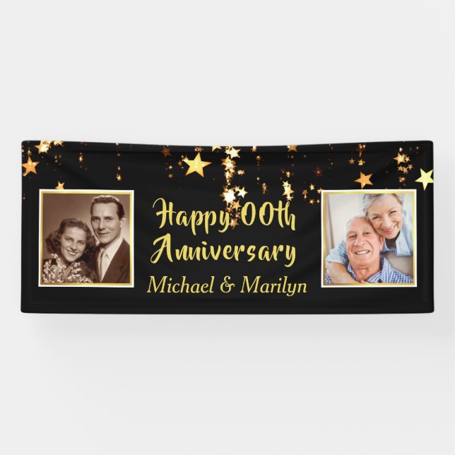 Happy ANY Anniversary | Stars | Then & Now Photos Banner (Horizontal)