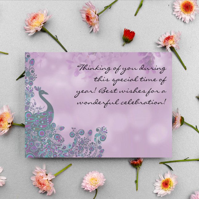 Happy Any Mother's Day, Lavender Peacock Design, Holiday Card (Creator Uploaded)