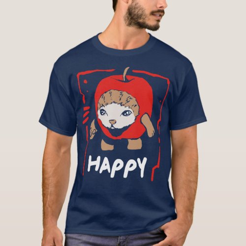 Happy apple Cat Funny Meme T_Shirt