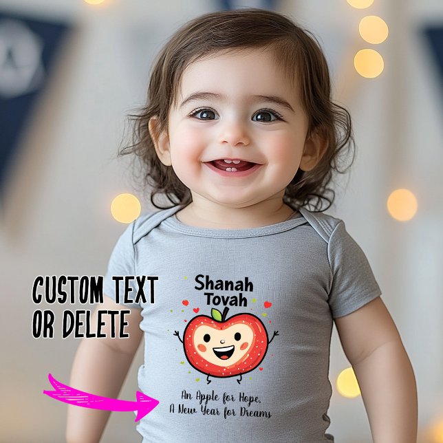  🍎Happy Apple Cheers with custom text Baby Bodysuit (🍎Happy Apple Cheers with custom text Baby Bodysuit)