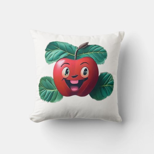 Happy Apple Funny Apple Throw Pillow