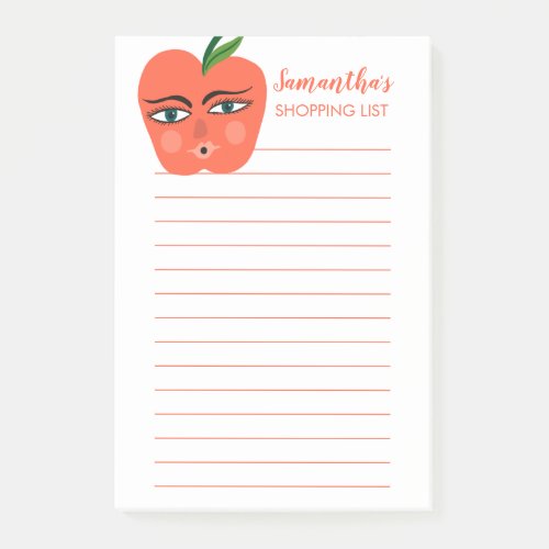 Happy Apple Grocery Shop List Meal Plan Post_it Notes