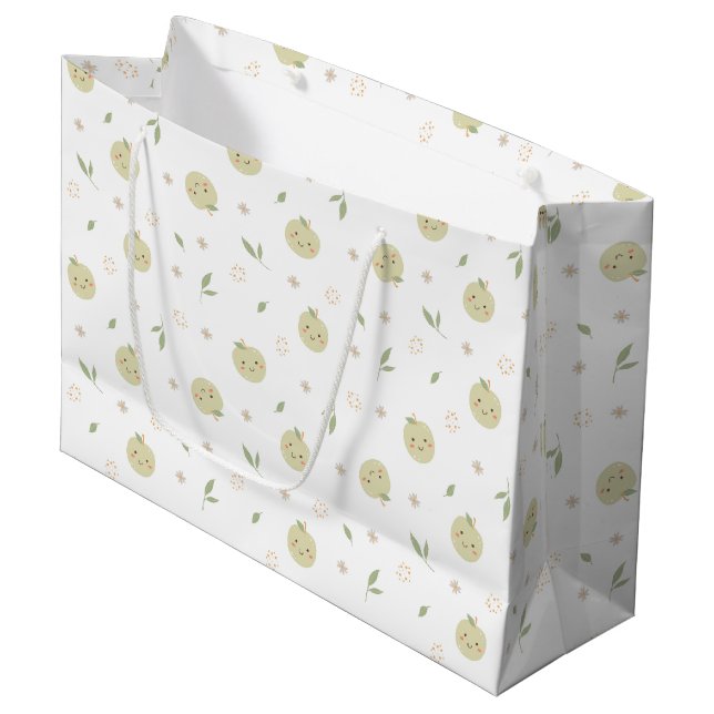 Happy Apples Pattern - Large Gift Bag (Front Angled)