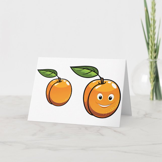 Happy Apricot Fruit with Leaf Smiling Face Card (Creator Uploaded)