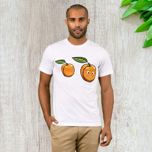 Happy Apricot Fruit with Leaf Smiling Face T-Shirt