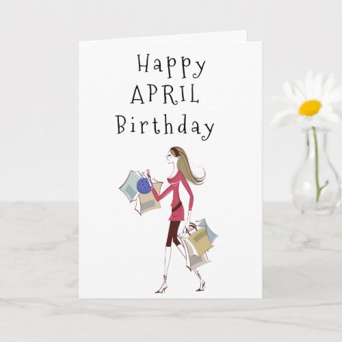 HAPPY APRIL BIRTHDAY FOR HER CARD