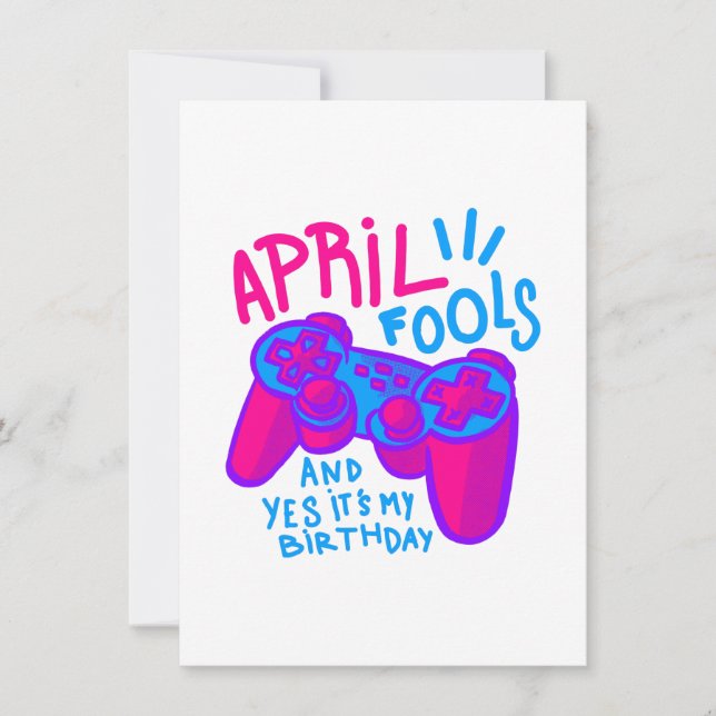 happy April Fools Day birthday gamer Invitation (Front)