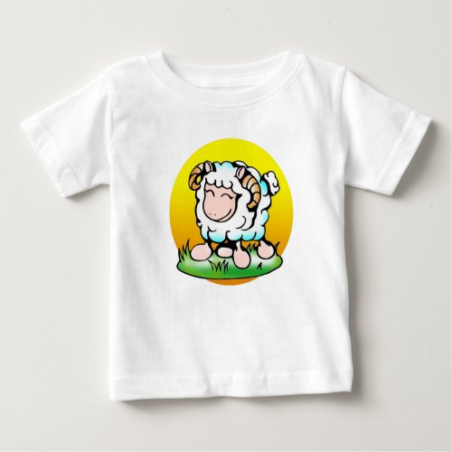 Happy Aries Ram Cartoon on Grass Baby T_Shirt
