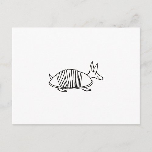 Happy Armadillo unique whimsical line drawing art Postcard