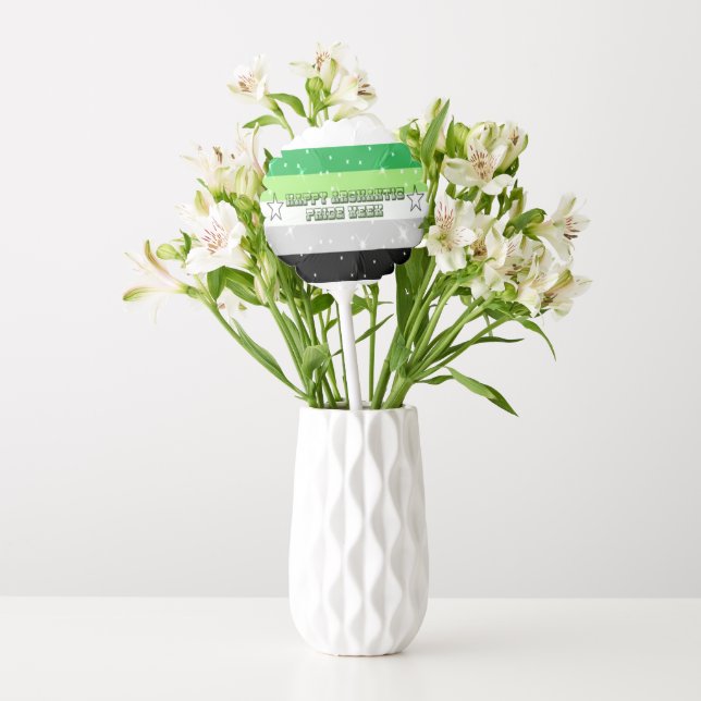 Happy Aromantic Pride Week Mini Stick Balloon  (Vase)
