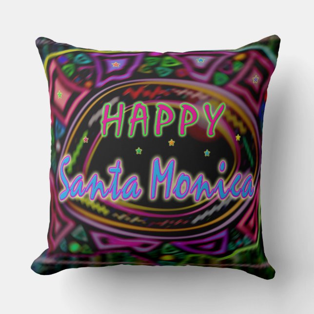 Happy Art: "Happy Santa Monica" Pillow (Front)