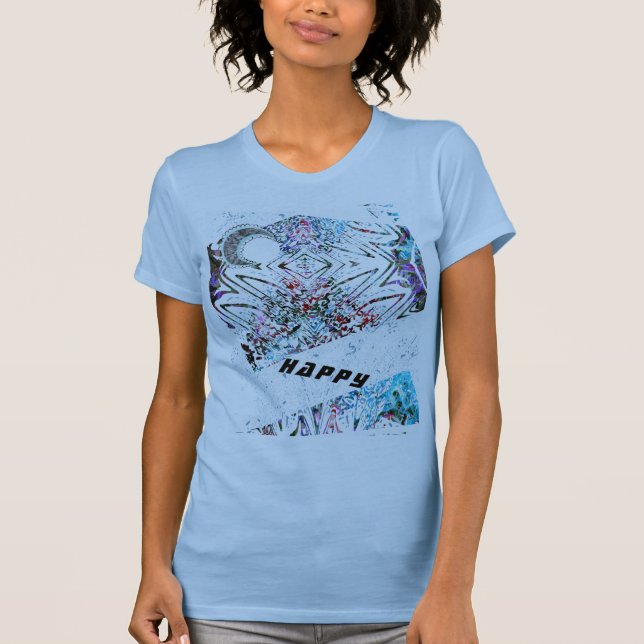 HAPPY art t-shirt a moon and modern patterns (Front)