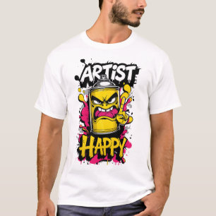 “Happy Artist” – Graffiti Punk Spray Can Illustrat T-Shirt