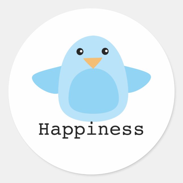 Happy as a Bluebird Classic Round Sticker (Front)