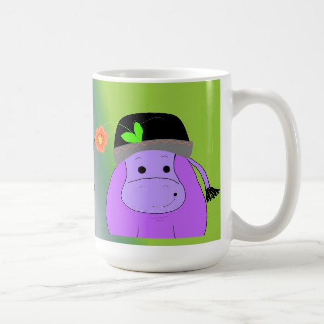 Happy as a Hippo - Purple Hippopotamus Coffee Mug (Right)