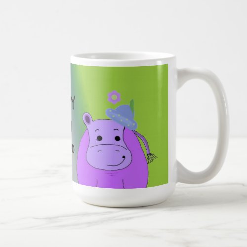 Happy as a Hippo _ Purple Hippopotamus Coffee Mug