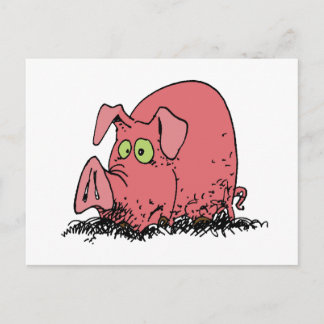 Happy as a pig in mud postcard